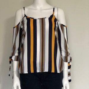 A’gaci Top Navy White Striped 3/4 Sleeve